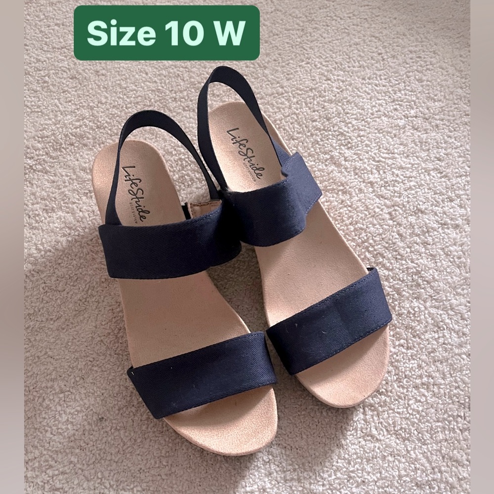 Life Stride Dark Blue Sandal Wedges